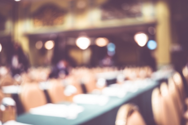 blur background, seminar event room with bokeh light background,Business concept.